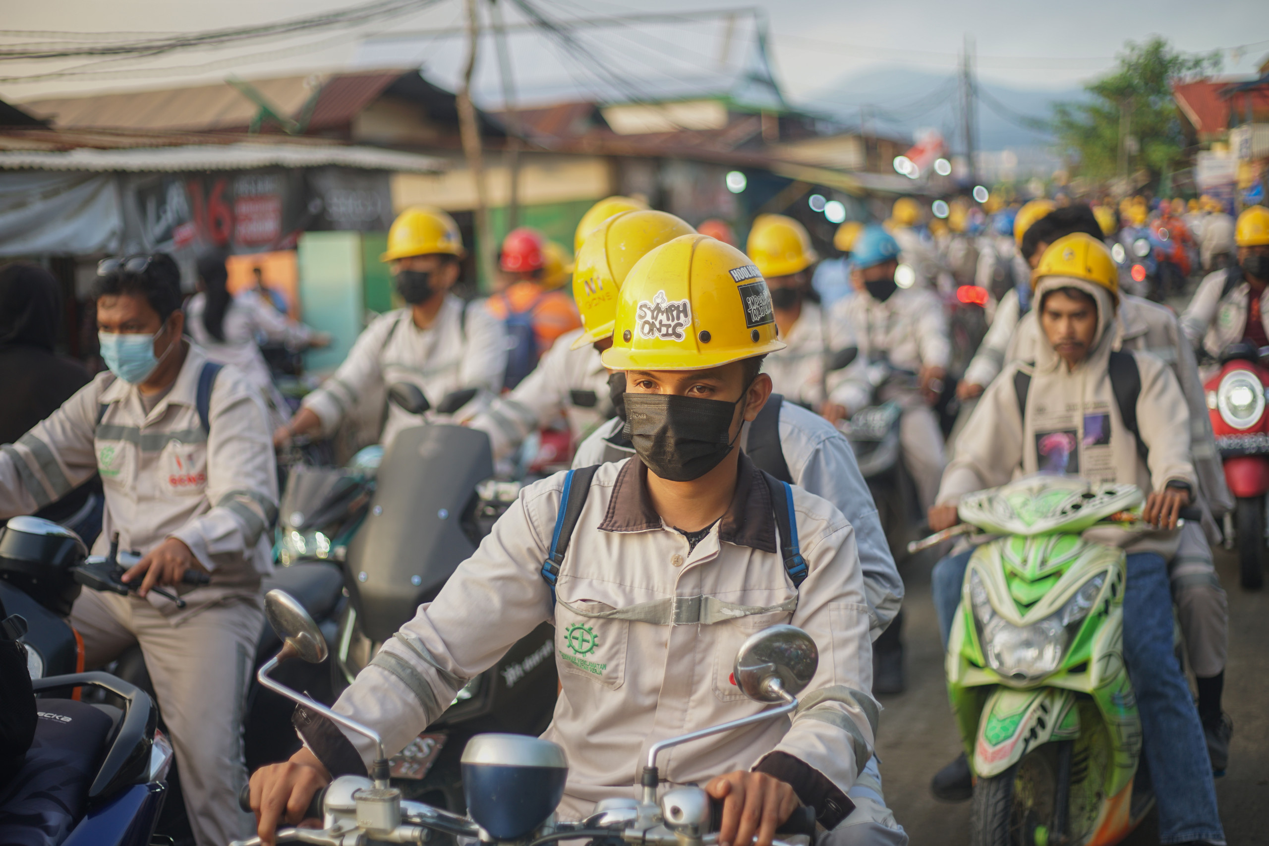 Workers on the way to their work in the nickel industry in Indonesia (Morowali, Sulawesi) 